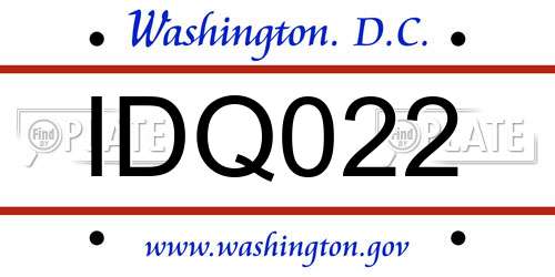 IDQ022 District Of Columbia License Plate