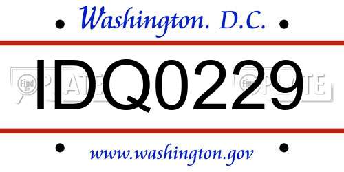 IDQ0229 District Of Columbia License Plate