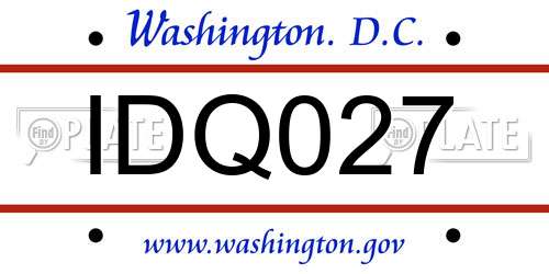 IDQ027 District Of Columbia License Plate