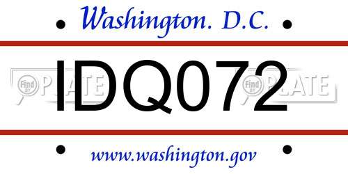 IDQ072 District Of Columbia License Plate