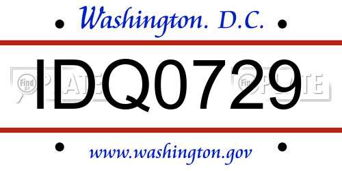 IDQ0729 District Of Columbia License Plate