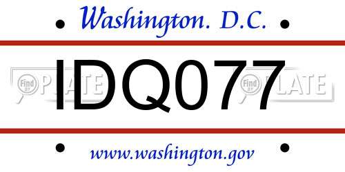 IDQ077 District Of Columbia License Plate
