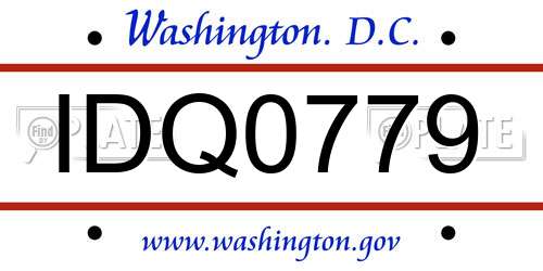 IDQ0779 District Of Columbia License Plate