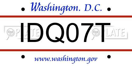 IDQ07T District Of Columbia License Plate