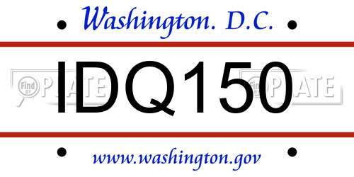 IDQ150 District Of Columbia License Plate