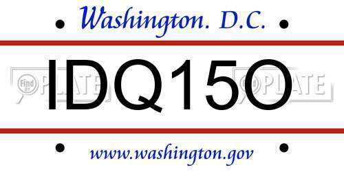 IDQ15O District Of Columbia License Plate
