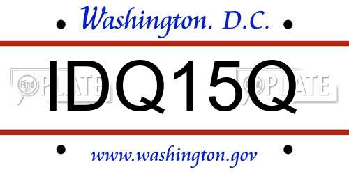IDQ15Q District Of Columbia License Plate