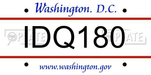 IDQ180 District Of Columbia License Plate