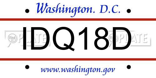 IDQ18D District Of Columbia License Plate