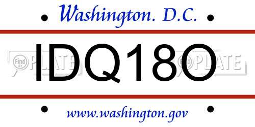 IDQ18O District Of Columbia License Plate