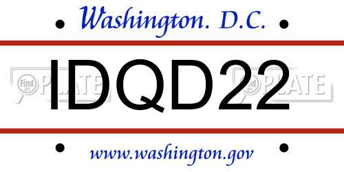 IDQD22 District Of Columbia License Plate