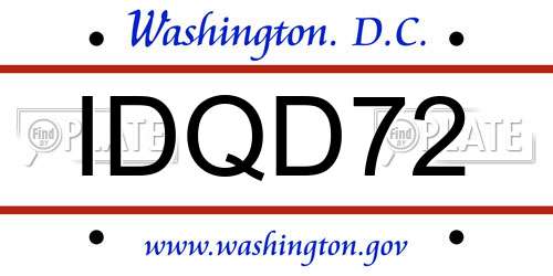 IDQD72 District Of Columbia License Plate