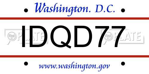 IDQD77 District Of Columbia License Plate