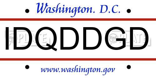 IDQDDGD District Of Columbia License Plate
