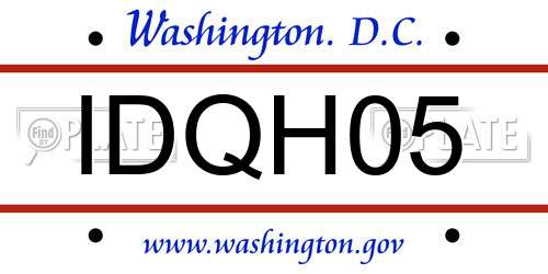 IDQH05 District Of Columbia License Plate