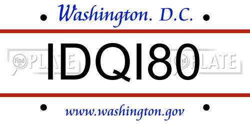 IDQI80 District Of Columbia License Plate