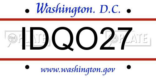 IDQO27 District Of Columbia License Plate