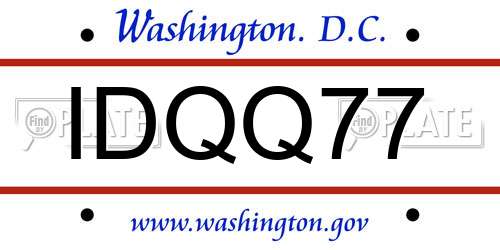 IDQQ77 District Of Columbia License Plate