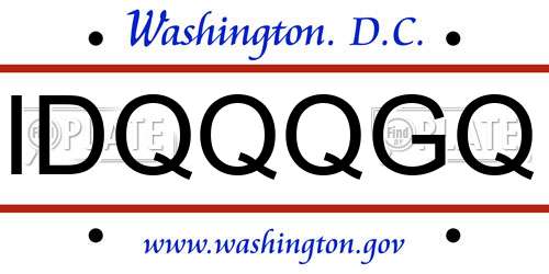 IDQQQGQ District Of Columbia License Plate