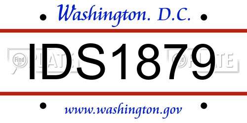 IDS1879 District Of Columbia License Plate