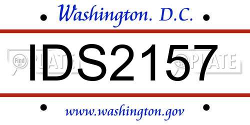 IDS2157 District Of Columbia License Plate