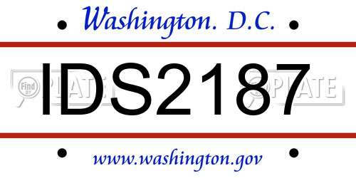 IDS2187 District Of Columbia License Plate
