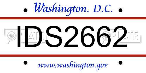 IDS2662 District Of Columbia License Plate