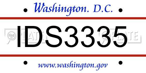 IDS3335 District Of Columbia License Plate