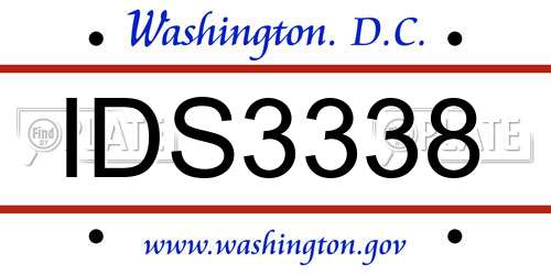 IDS3338 District Of Columbia License Plate