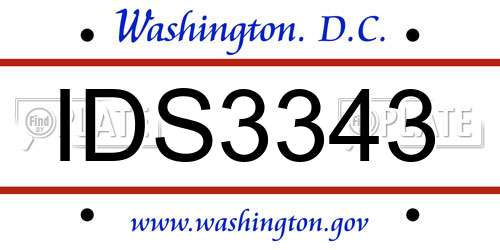 IDS3343 District Of Columbia License Plate