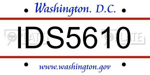 IDS5610 District Of Columbia License Plate
