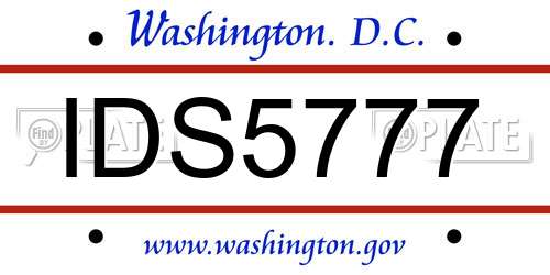 IDS5777 District Of Columbia License Plate