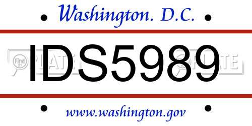 IDS5989 District Of Columbia License Plate