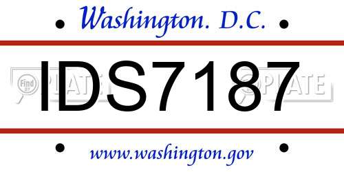 IDS7187 District Of Columbia License Plate