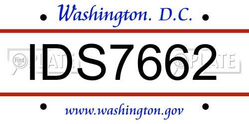 IDS7662 District Of Columbia License Plate