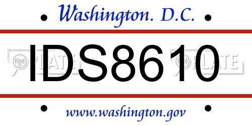 IDS8610 District Of Columbia License Plate