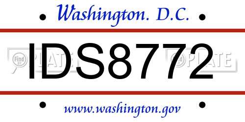 IDS8772 District Of Columbia License Plate