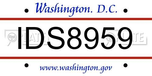 IDS8959 District Of Columbia License Plate