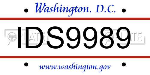 IDS9989 District Of Columbia License Plate