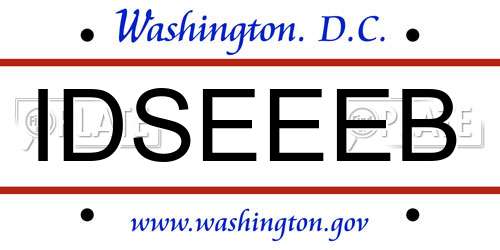 IDSEEEB District Of Columbia License Plate
