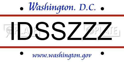 IDSSZZZ District Of Columbia License Plate
