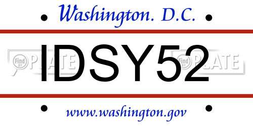 IDSY52 District Of Columbia License Plate