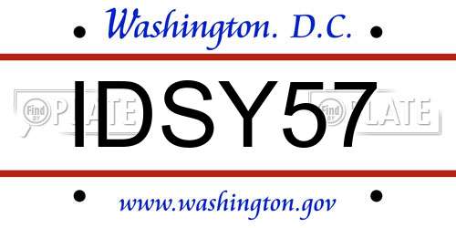 IDSY57 District Of Columbia License Plate