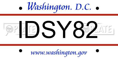 IDSY82 District Of Columbia License Plate