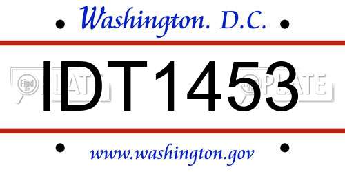 IDT1453 District Of Columbia License Plate