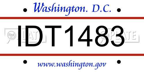 IDT1483 District Of Columbia License Plate