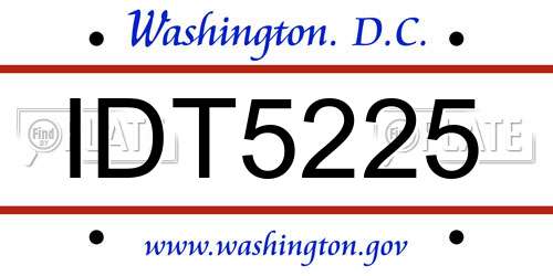 IDT5225 District Of Columbia License Plate