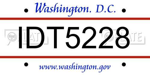 IDT5228 District Of Columbia License Plate
