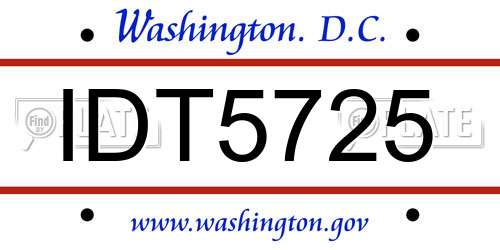 IDT5725 District Of Columbia License Plate