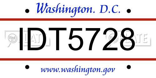 IDT5728 District Of Columbia License Plate